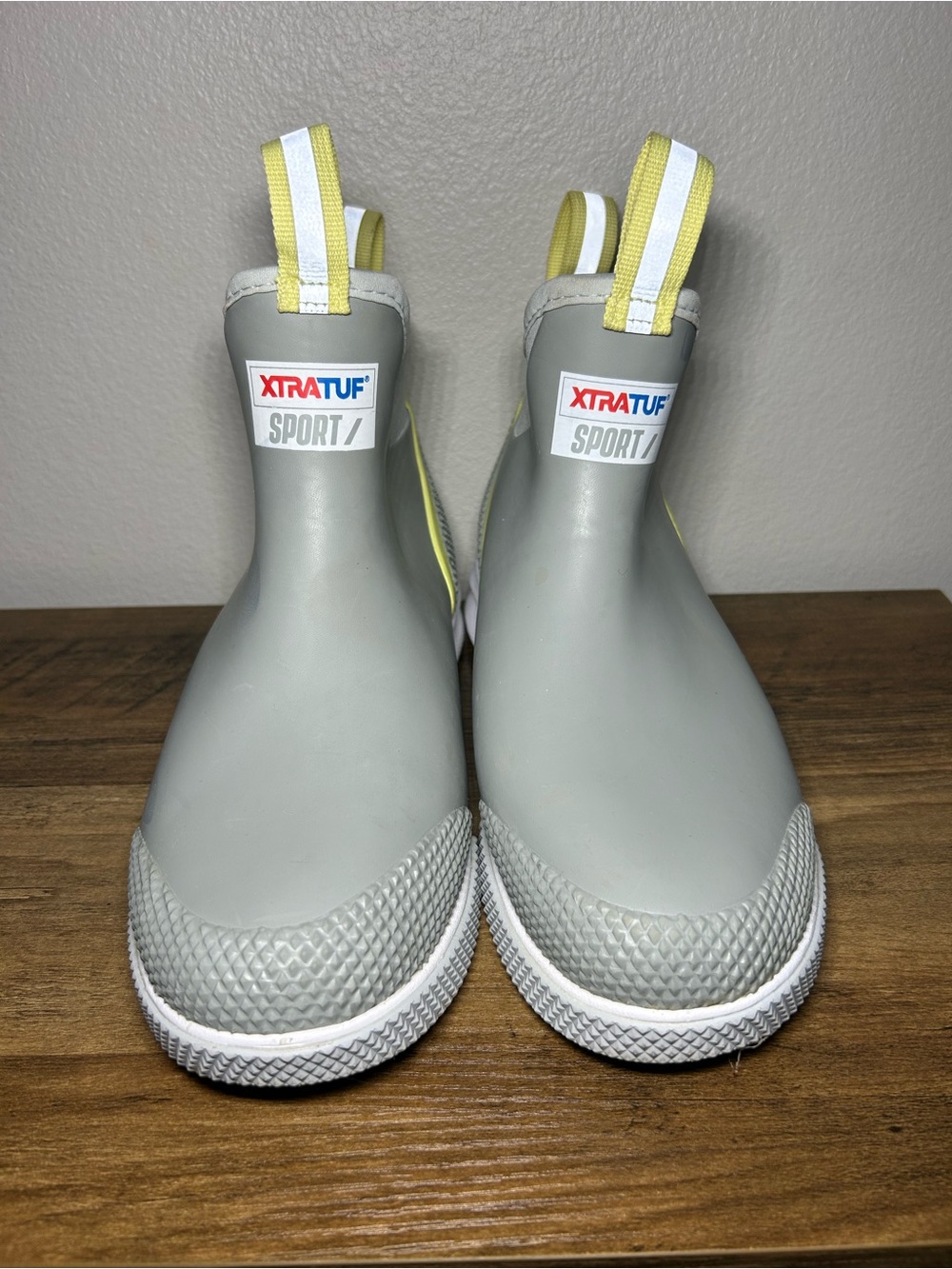 XTRATUF Women's Gray & Yellow Sport Slip-On Waterproof Boots